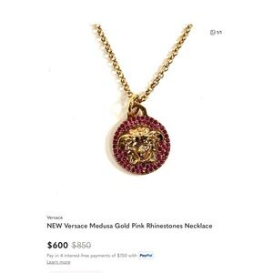 Versace Gold Necklace with Pink Accents